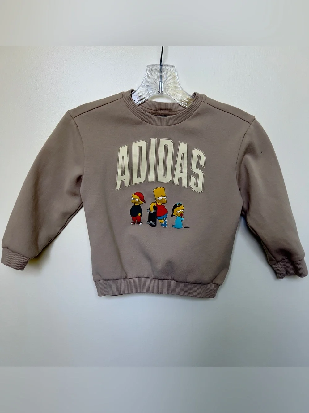 adidas Taupe Crewneck Sweatshirt with Simpsons Characters